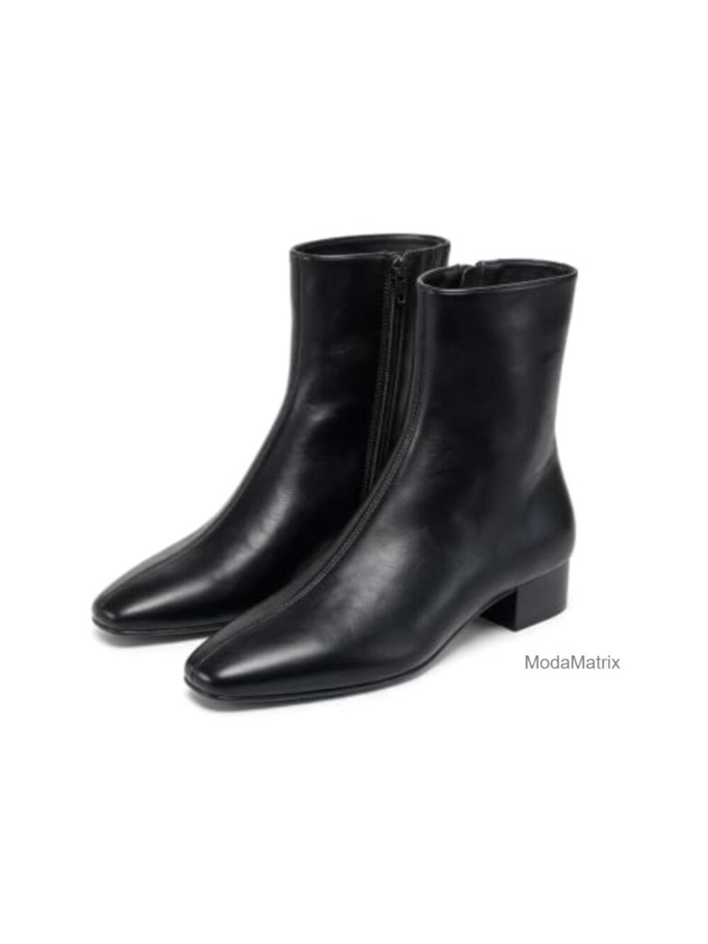 Coutgo Womens Ankle Boots Chunky Low Heel Square Toe Zipper Dress Booties